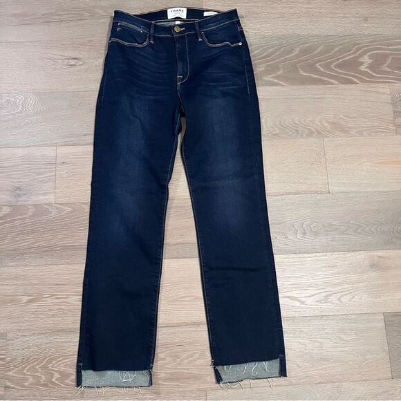 Frame Denim Le High Straight Jeans Cabana Raw Stagger Hem 27 - Picture 2 of 10